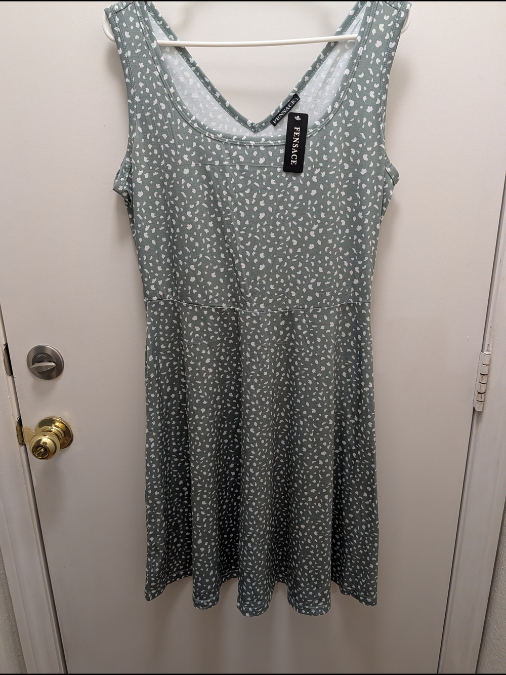Fensace Sleeveless Sage Green Printed A-Line Maternity Dress Size L
